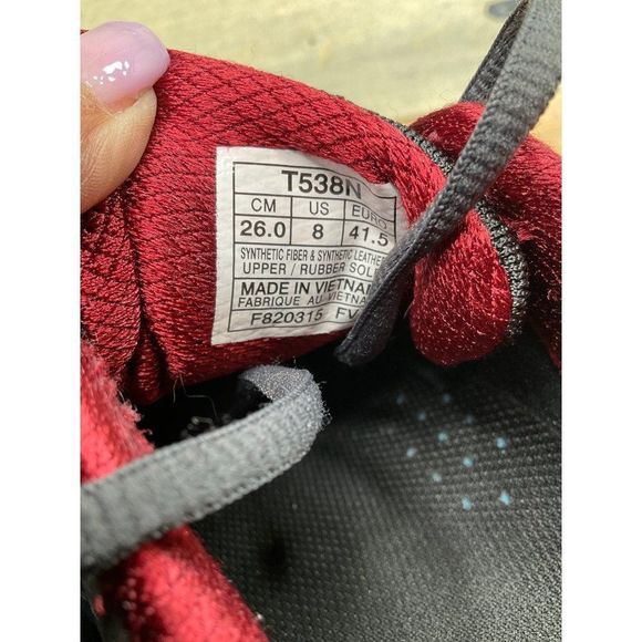 ASICS Mens T538N Black Red Running Shoes Sneakers Size 8 EU41.5 - Picture 7 of 8